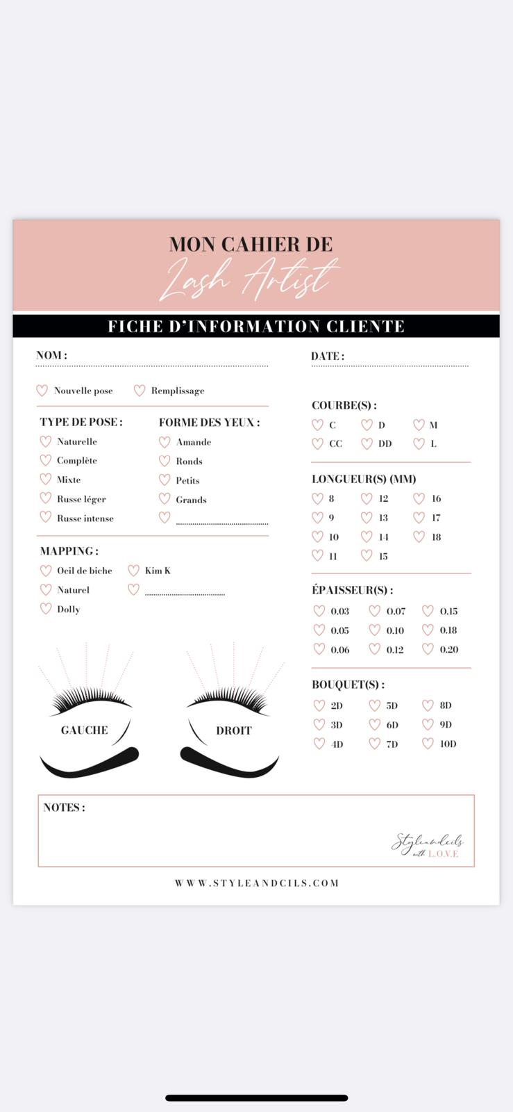 STYLEANDCILS - BLOC SUIVI CLIENTS